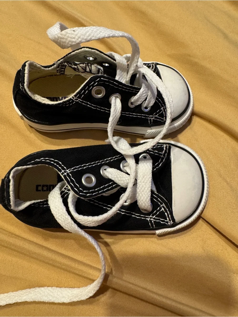 Converse Kids Black Canvas Low-Top Sneakers with White Accents